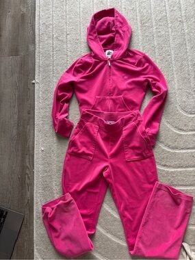Juicy Couture Hot Pink Velour Zip Hoodie Set
